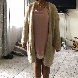 over large cardigan